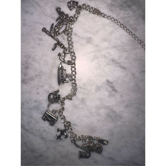 Sterling silver, New Orleans themed charm bracelet - Picture 1 of 9